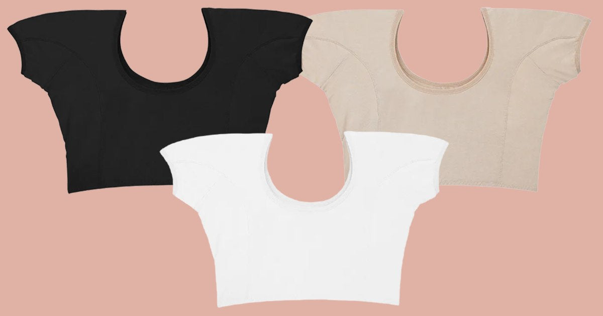 Camiseta antisudor Klave en blanco, beige y negro