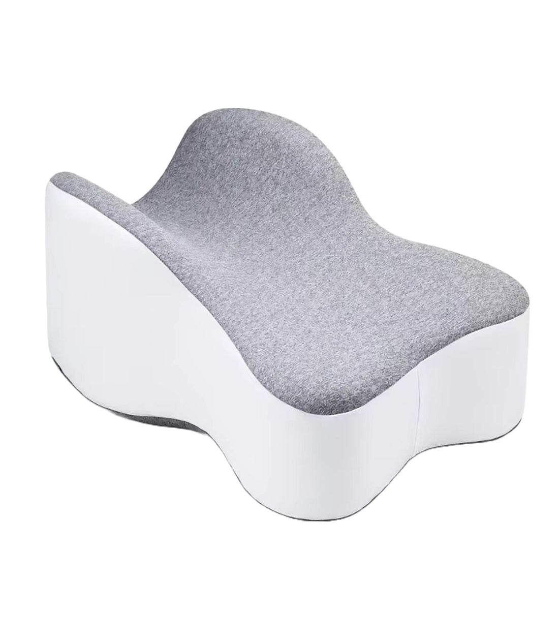 Almohada viscoelástica para piernas vista de lado sobre fondo blanco
