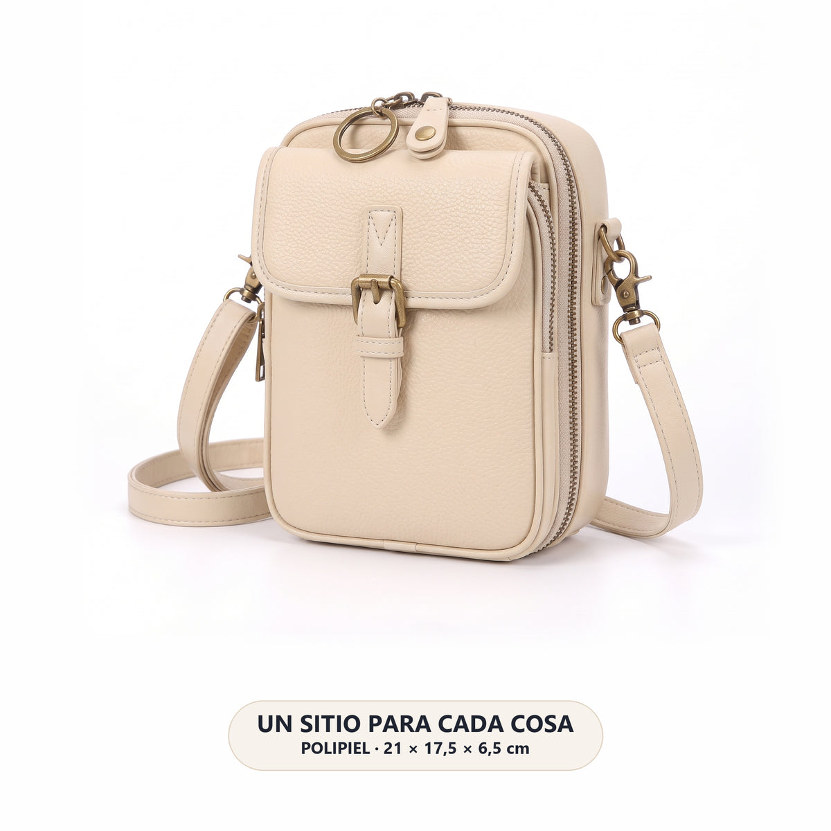 Bolso bandolera KLAVE crema