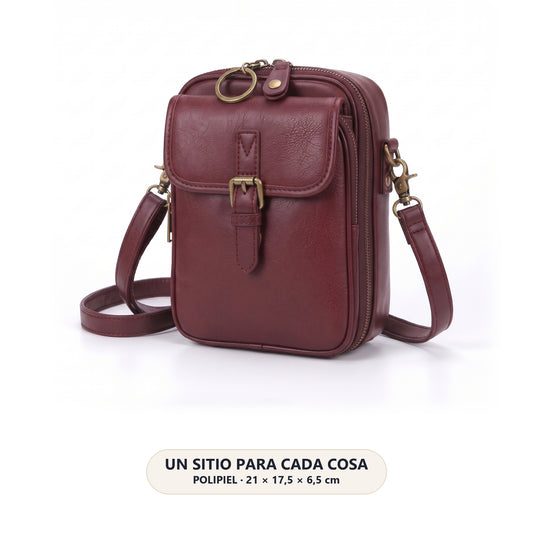 Bolso bandolera KLAVE burdeos