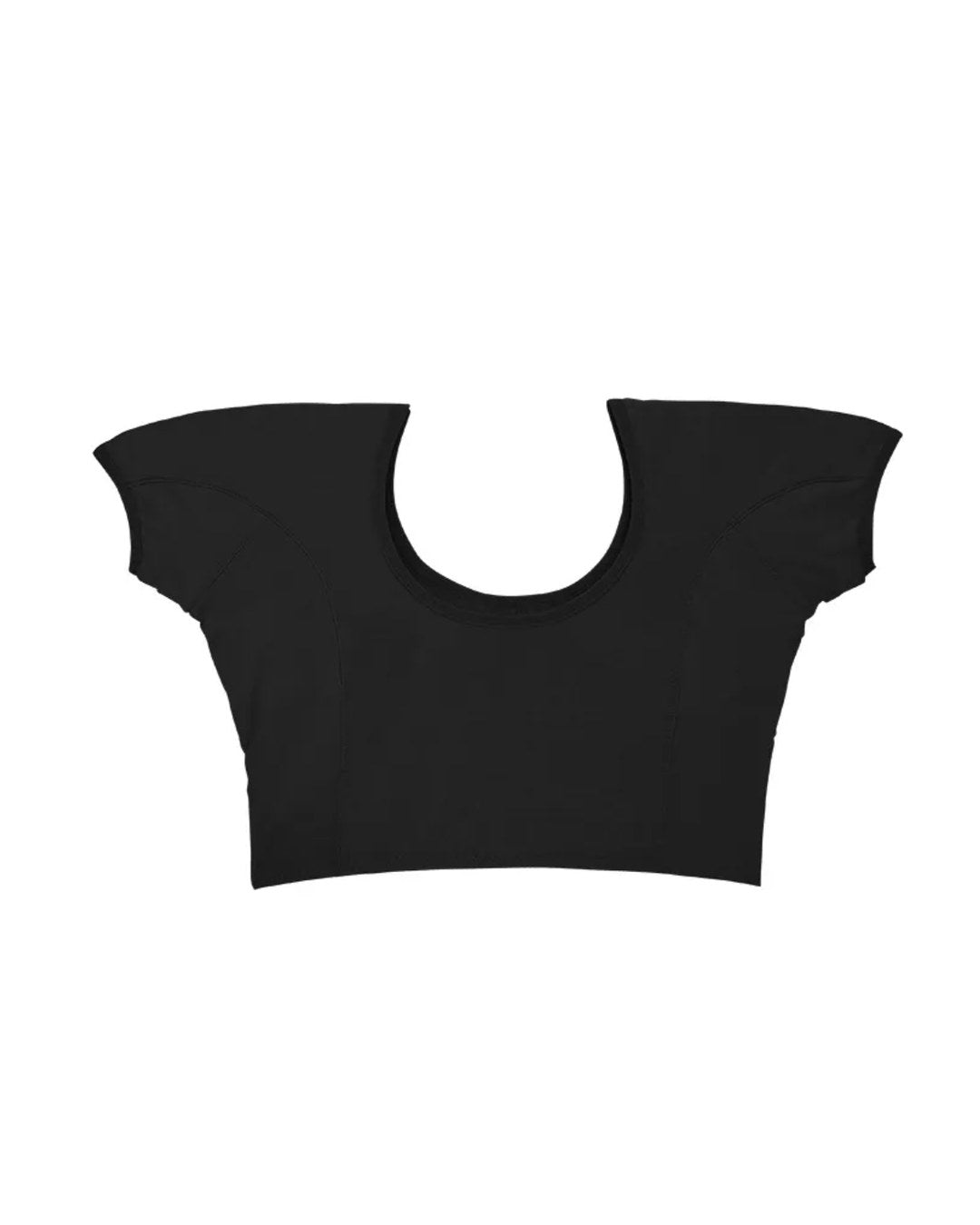 Top interior antisudor Klave en color negro, visto de frente, con el panel absorbente cosido en la axila
